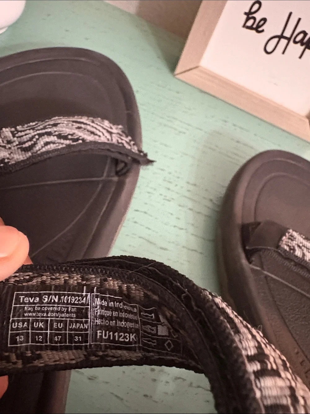 Black Patterned Mens Teva Sport Sandals